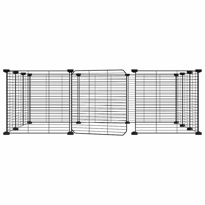 vidaXL 12-Panel Pet Cage with Door Black 35x35 cm Steel