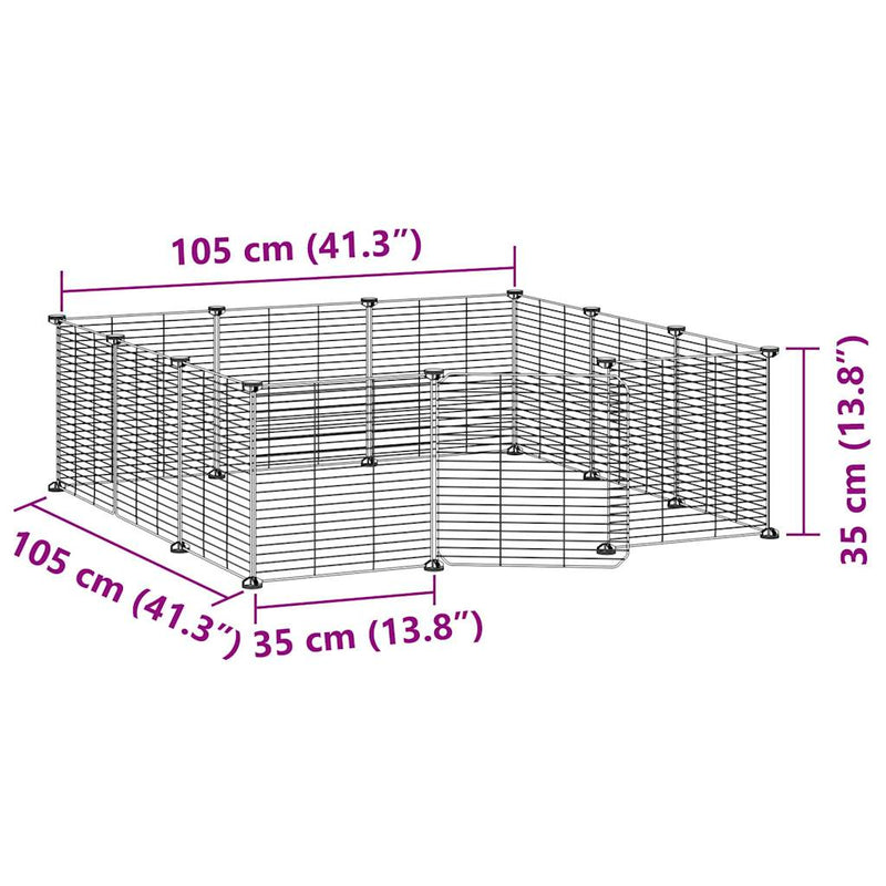 vidaXL 12-Panel Pet Cage with Door Black 35x35 cm Steel
