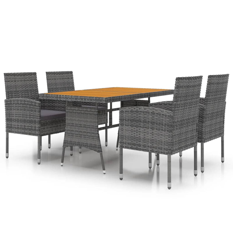 vidaXL 5 Piece Outdoor Dining Set Poly Rattan Grey