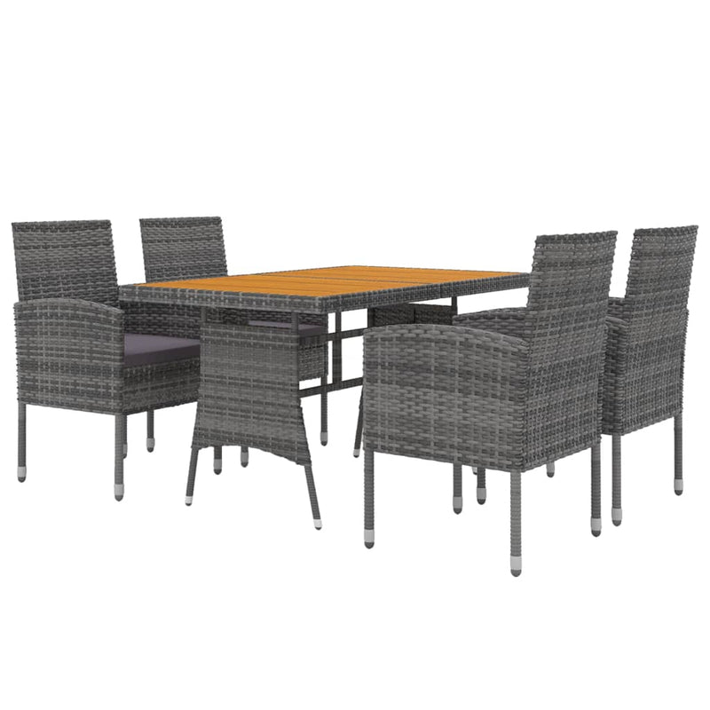vidaXL 5 Piece Outdoor Dining Set Poly Rattan Grey