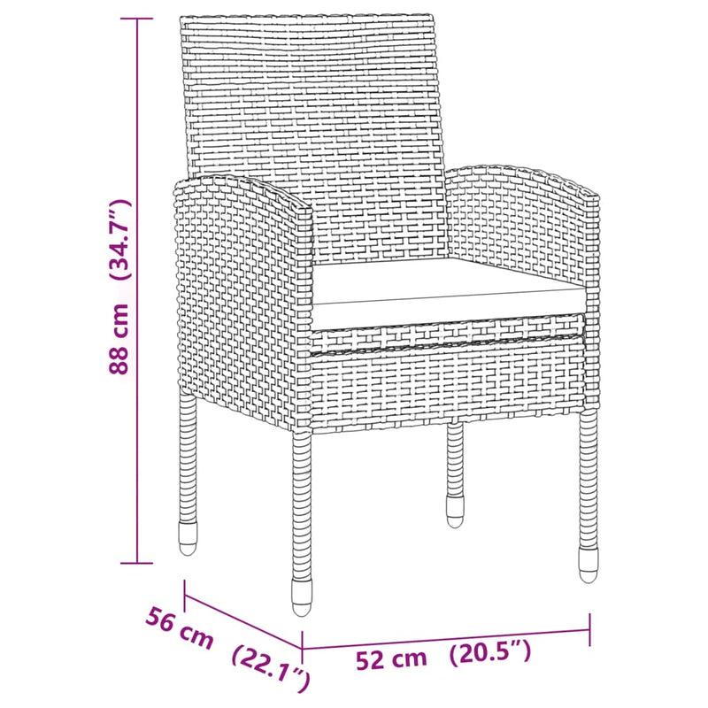 vidaXL 9 Piece Outdoor Dining Set Poly Rattan Grey