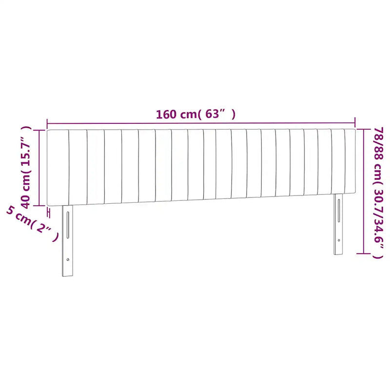 Headboards Dark Grey 160x5x78/88 cm Fabric