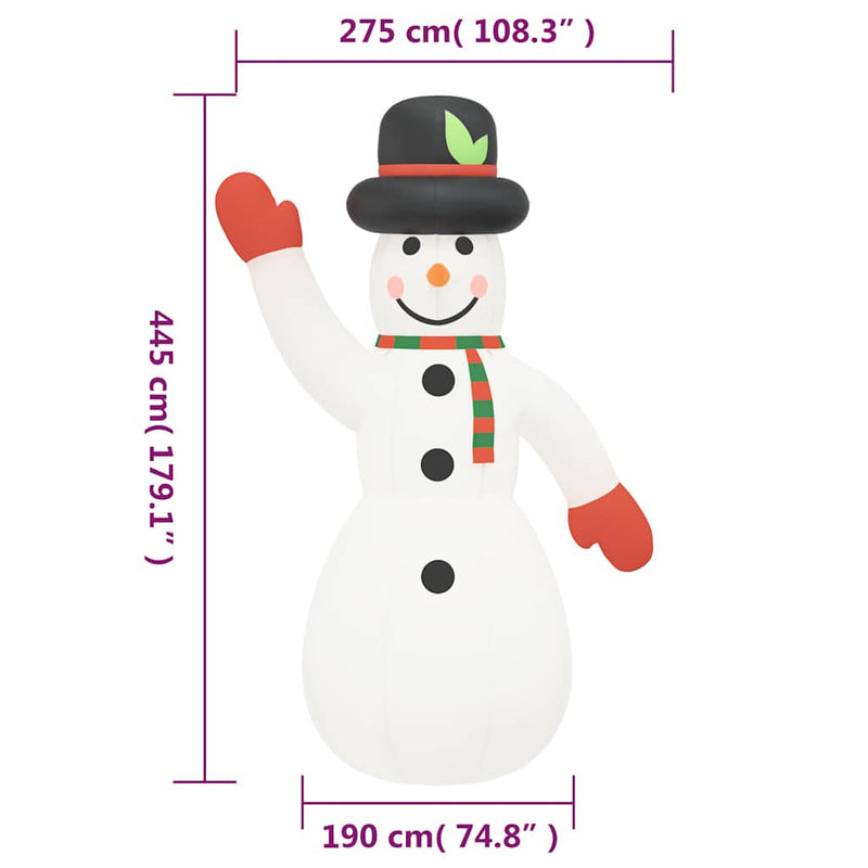 vidaXL Christmas Inflatable Snowman with LEDs 455 cm