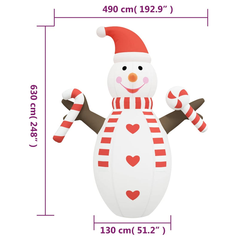 vidaXL Christmas Inflatable Snowman with LEDs 630 cm