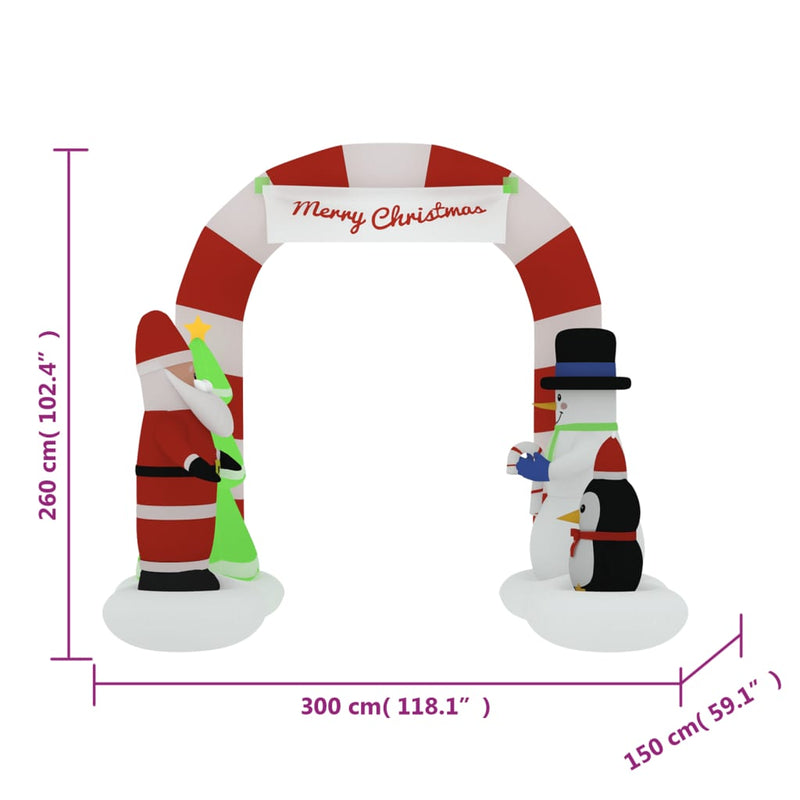 vidaXL Christmas Inflatable Santa & Snowman Arch Gate LED 260 cm