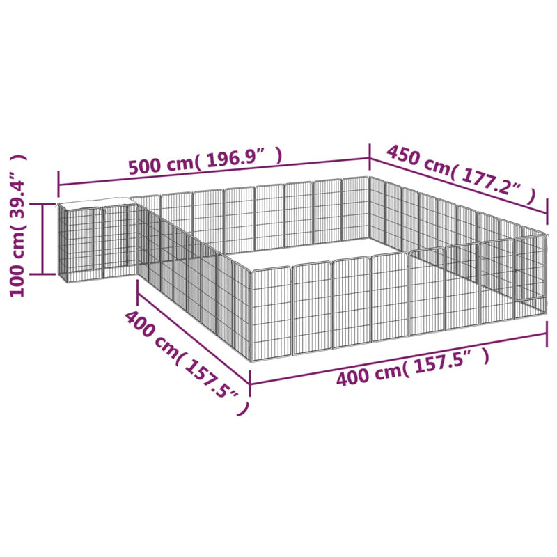 vidaXL 38-Panel Dog Playpen Black 50x100 cm Powder-coated Steel