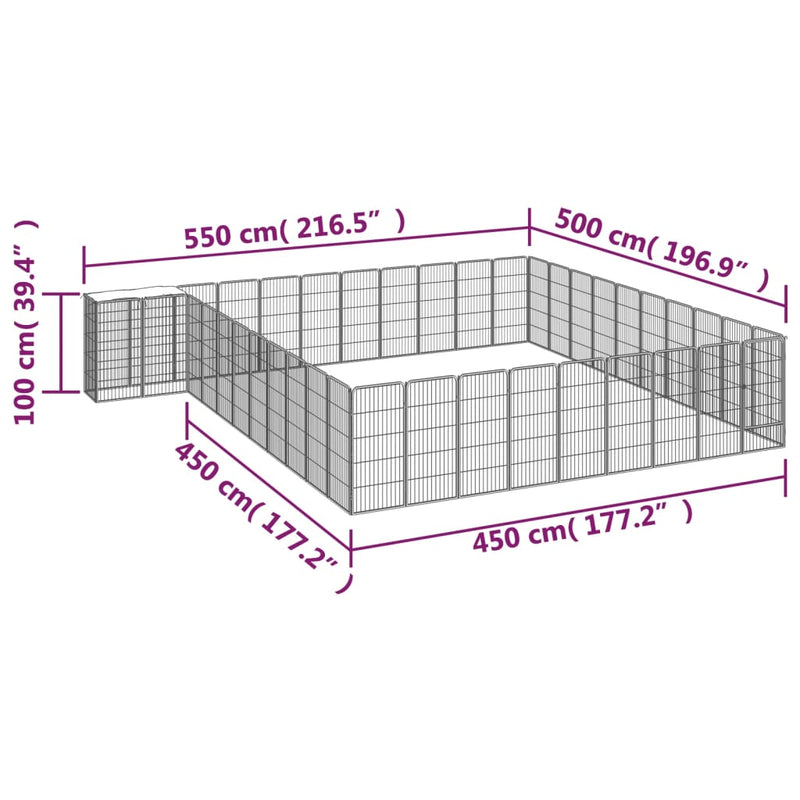 vidaXL 42-Panel Dog Playpen Black 50x100 cm Powder-coated Steel