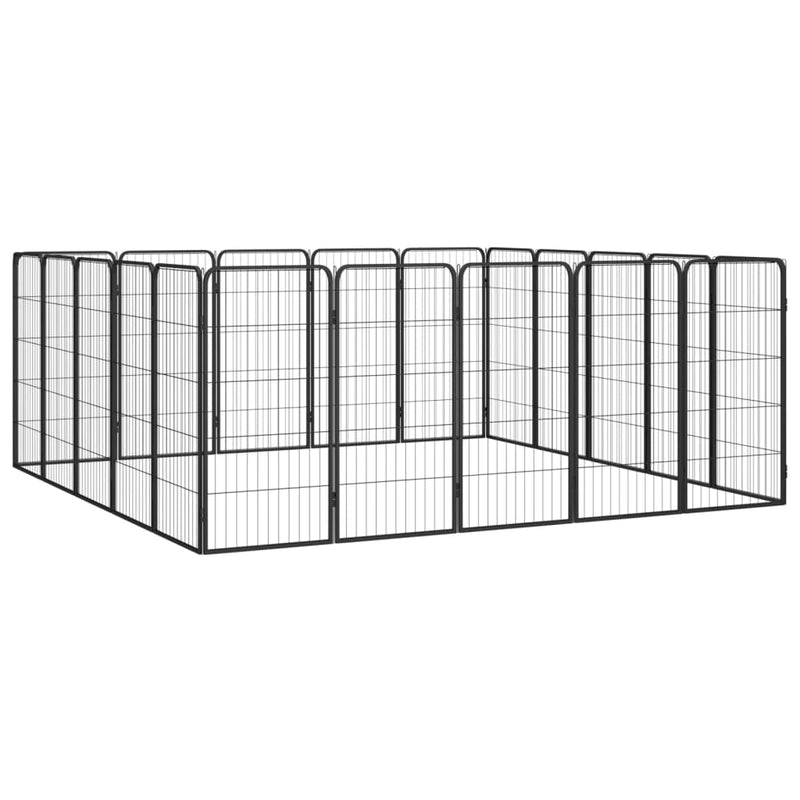 vidaXL 20-Panel Dog Playpen Black 50x100 cm Powder-coated Steel