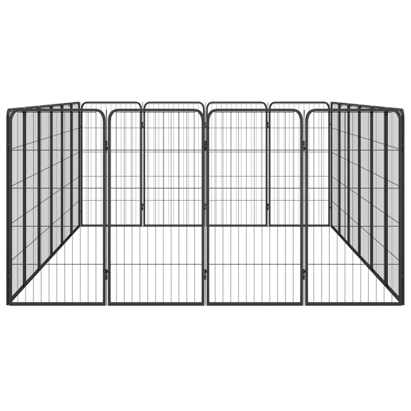 vidaXL 20-Panel Dog Playpen Black 50x100 cm Powder-coated Steel