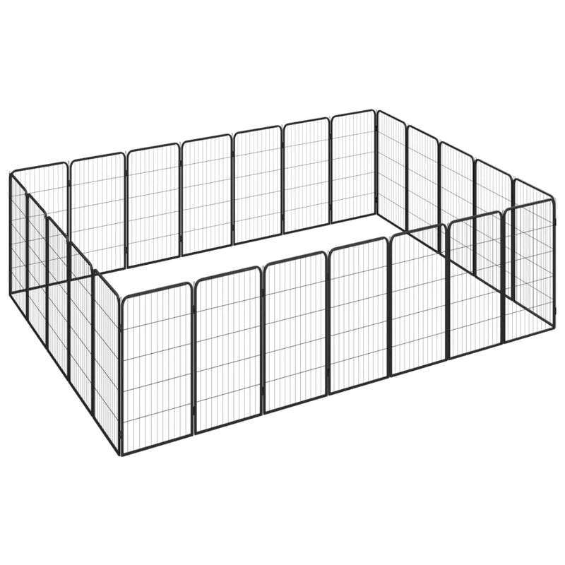 vidaXL 24-Panel Dog Playpen Black 50x100 cm Powder-coated Steel
