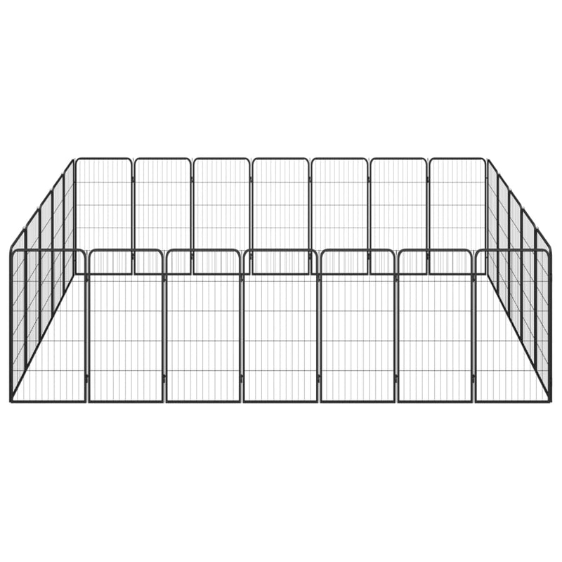 vidaXL 24-Panel Dog Playpen Black 50x100 cm Powder-coated Steel