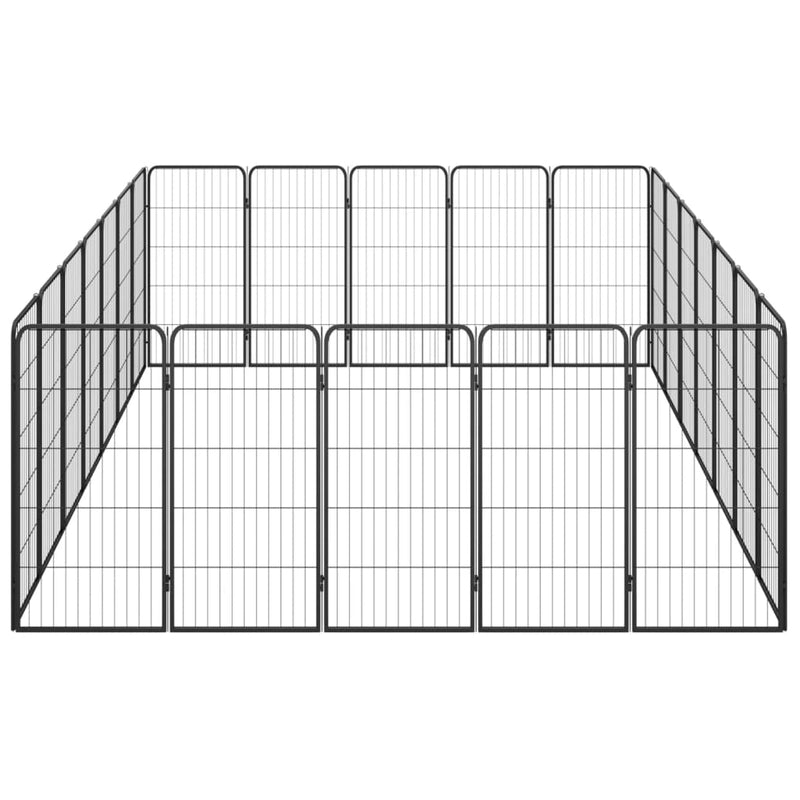 vidaXL 24-Panel Dog Playpen Black 50x100 cm Powder-coated Steel
