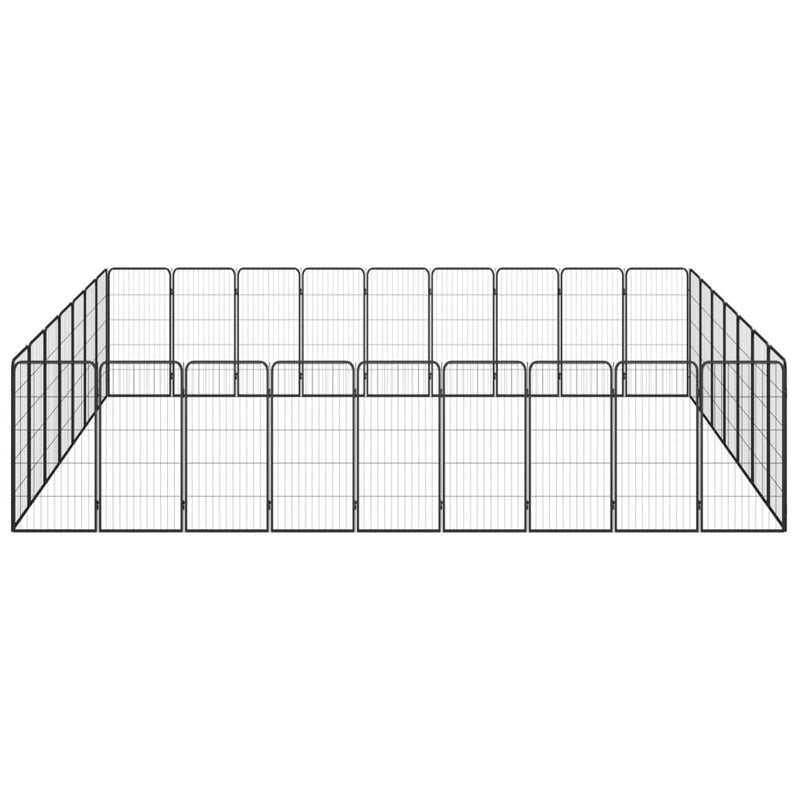 vidaXL 32-Panel Dog Playpen Black 50x100 cm Powder-coated Steel