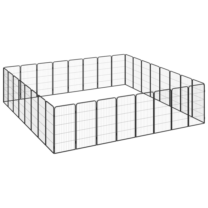 vidaXL 32-Panel Dog Playpen Black 50x100 cm Powder-coated Steel
