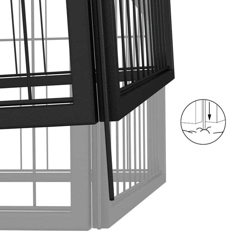 vidaXL 32-Panel Dog Playpen Black 50x100 cm Powder-coated Steel