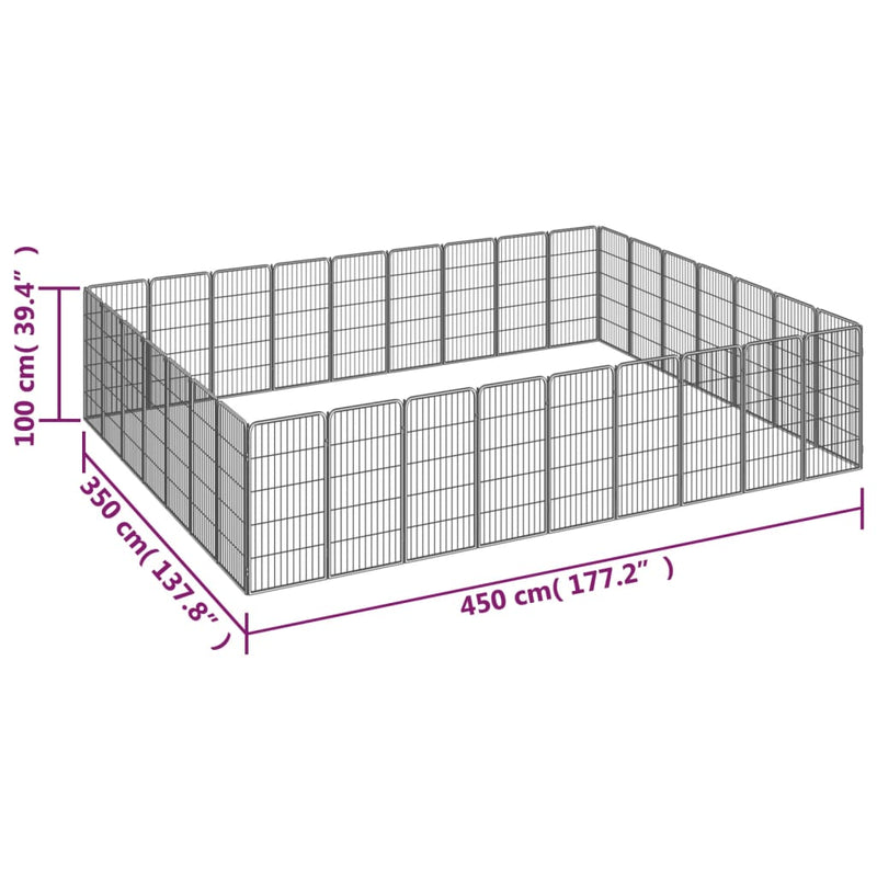 vidaXL 32-Panel Dog Playpen Black 50x100 cm Powder-coated Steel