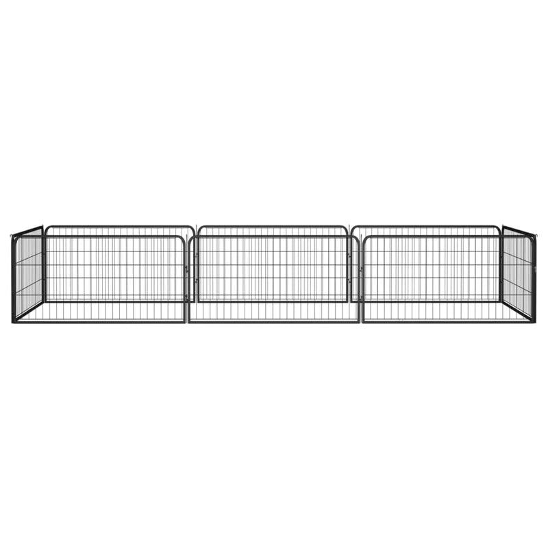 vidaXL 8-Panel Dog Playpen Black 100x50 cm Powder-coated Steel