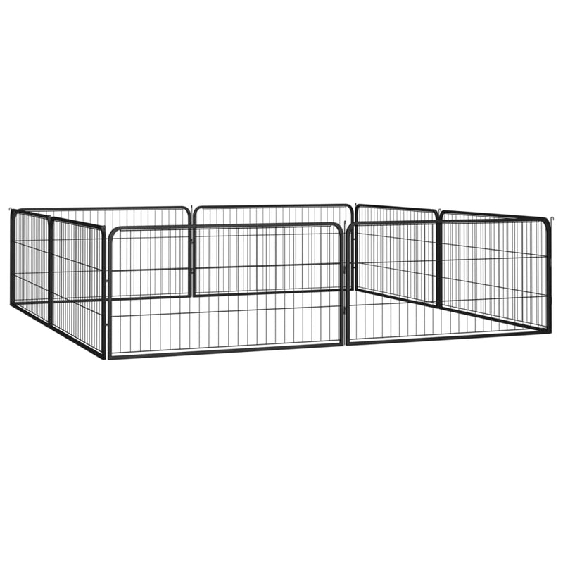 vidaXL 8-Panel Dog Playpen Black 100x50 cm Powder-coated Steel