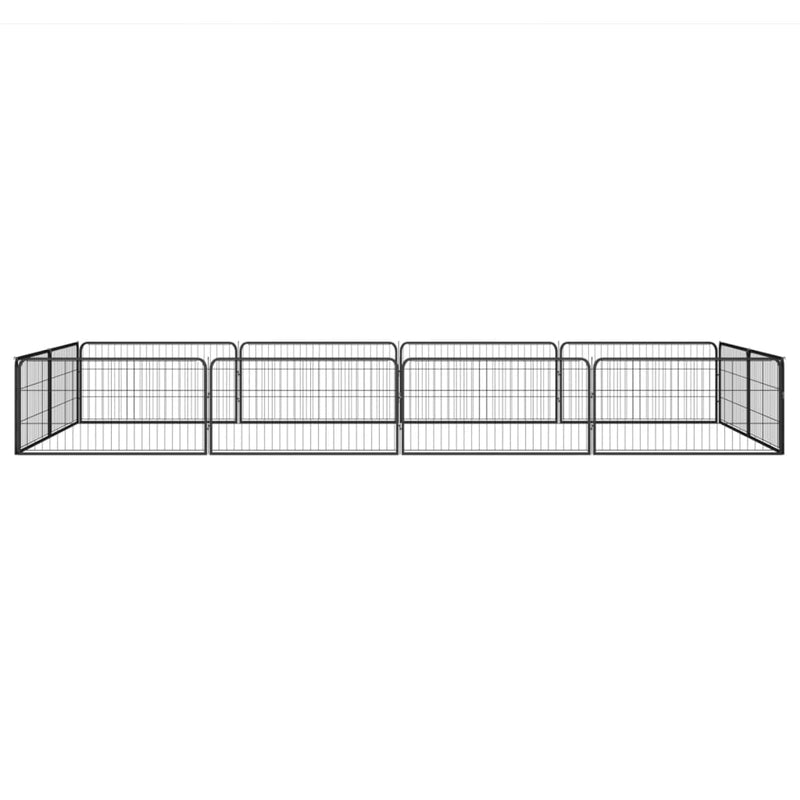 vidaXL 12-Panel Dog Playpen Black 100x50 cm Powder-coated Steel