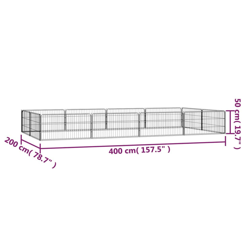 vidaXL 12-Panel Dog Playpen Black 100x50 cm Powder-coated Steel