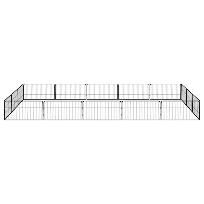 vidaXL 16-Panel Dog Playpen Black 100x50 cm Powder-coated Steel