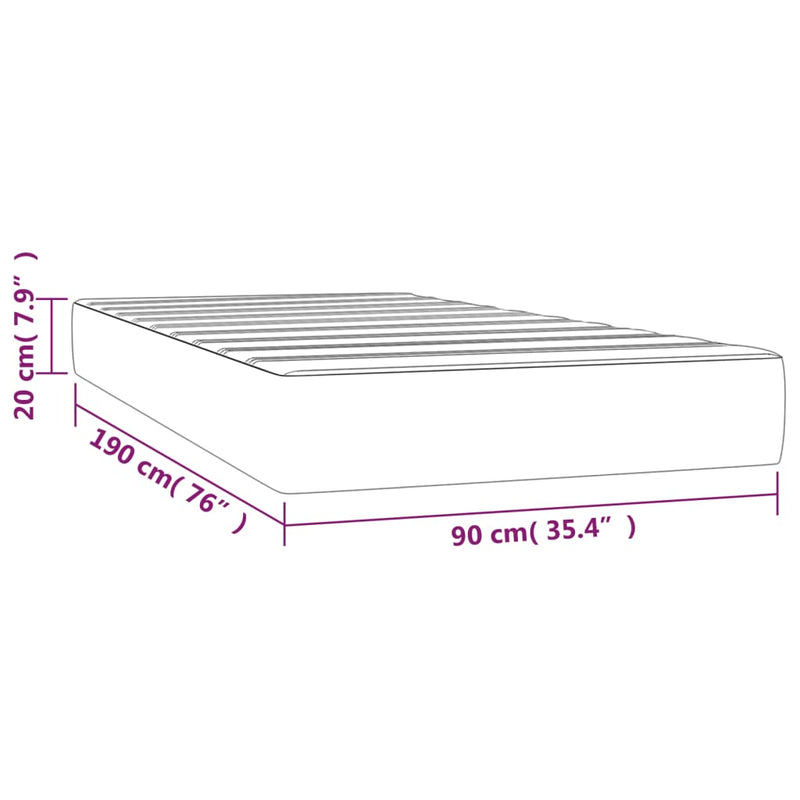 vidaXL Pocket Spring Bed Mattress Black 90x190x20 cm Fabric