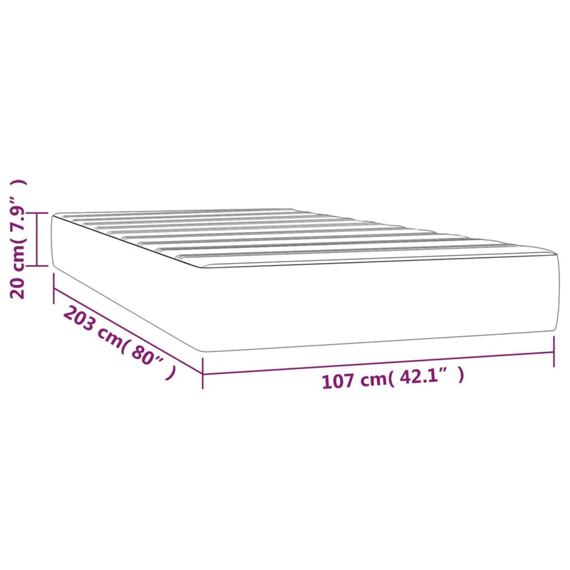 vidaXL Pocket Spring Bed Mattress Dark Grey 107x203x20 cm Super Single Velvet