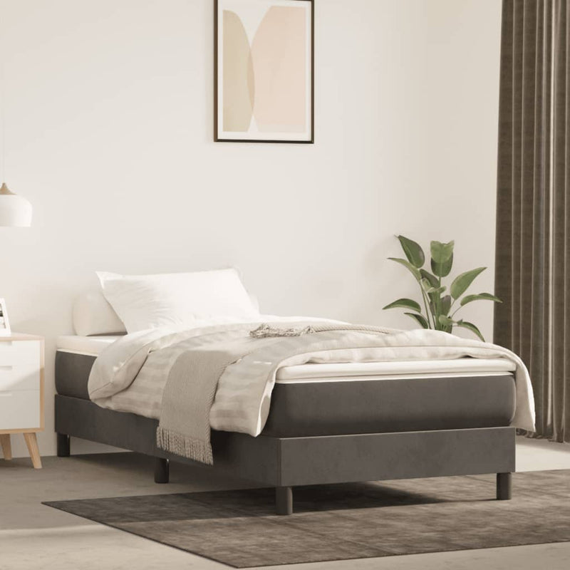 vidaXL Pocket Spring Bed Mattress Dark Grey 107x203x20 cm Super Single Velvet