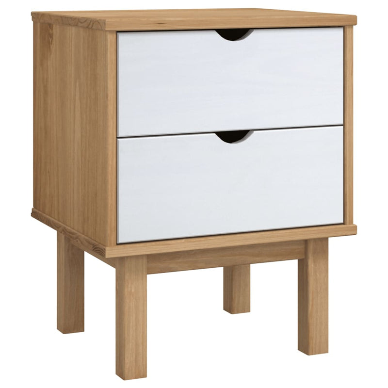 vidaXL Bedside Cabinet OTTA Brown&White 45x39x57cm Solid Wood Pine