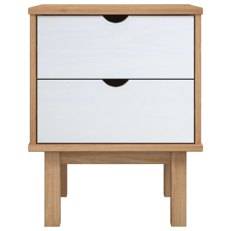 vidaXL Bedside Cabinet OTTA Brown&White 45x39x57cm Solid Wood Pine