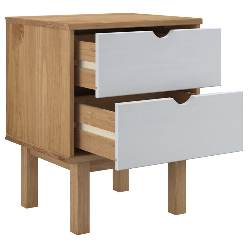 vidaXL Bedside Cabinet OTTA Brown&White 45x39x57cm Solid Wood Pine