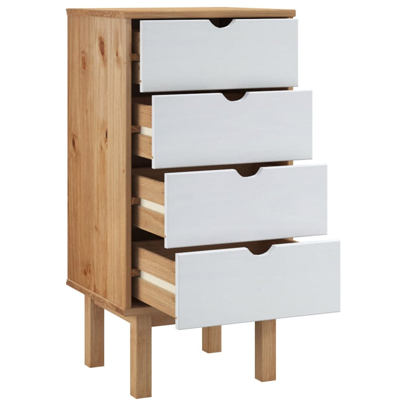 Drawer Cabinet OTTA Brown&White 45x39x90cm Solid Wood Pine