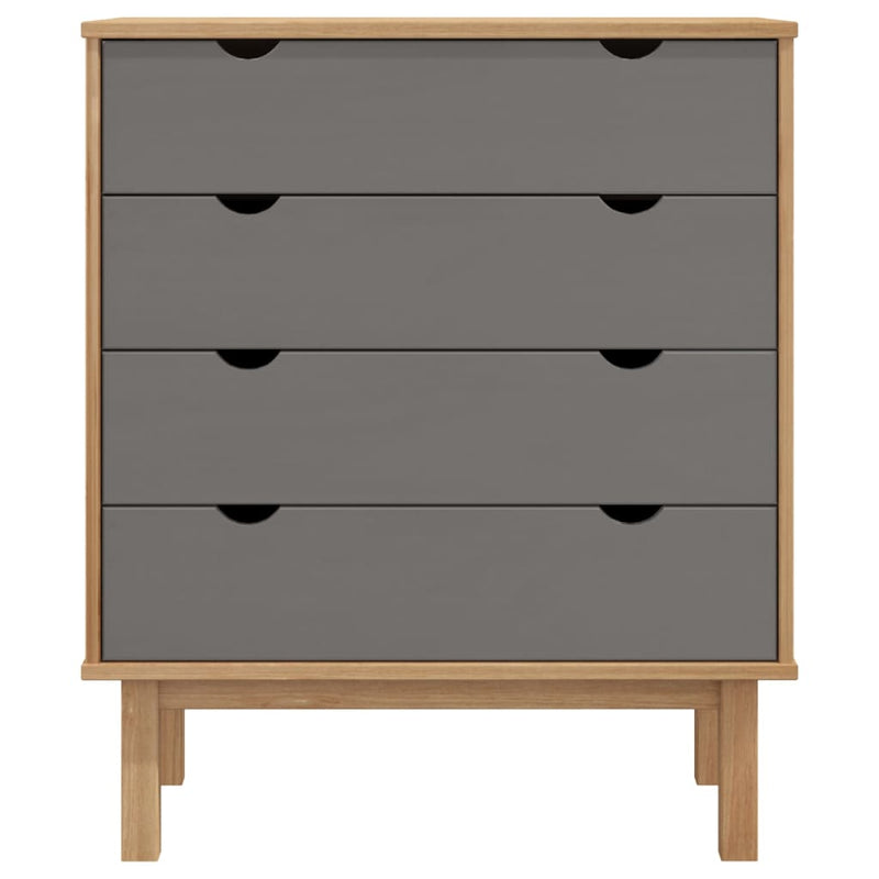 vidaXL Drawer Cabinet OTTA Brown&Grey 76.5x39.5x90cm Solid Wood Pine