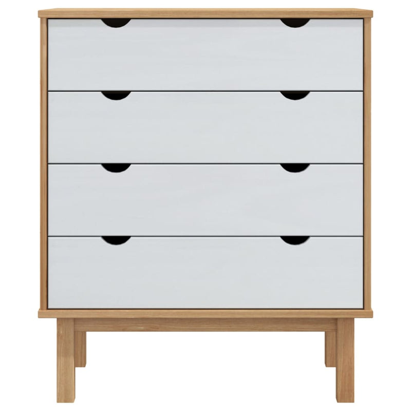 vidaXL Drawer Cabinet OTTA Brown&White 76.5x39.5x90cm Solid Wood Pine