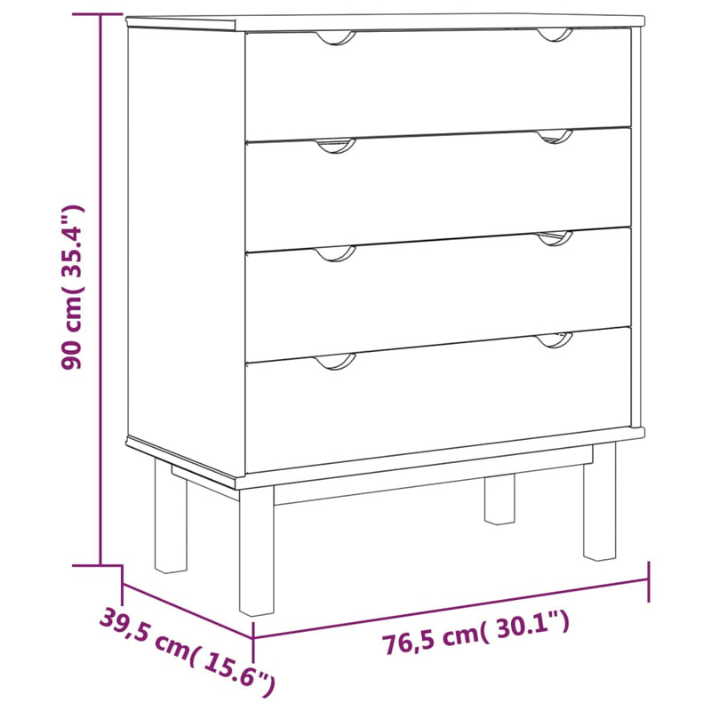 Drawer Cabinet OTTA Brown&White 76.5x39.5x90cm Solid Wood Pine