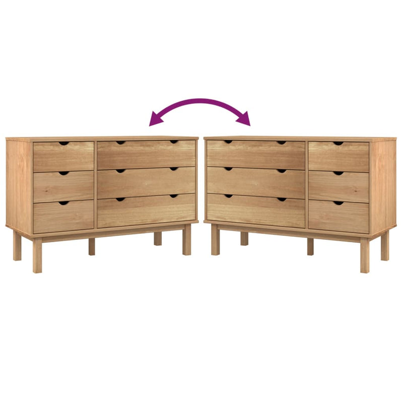vidaXL Drawer Cabinet OTTA 111x43x73.5 cm Solid Wood Pine