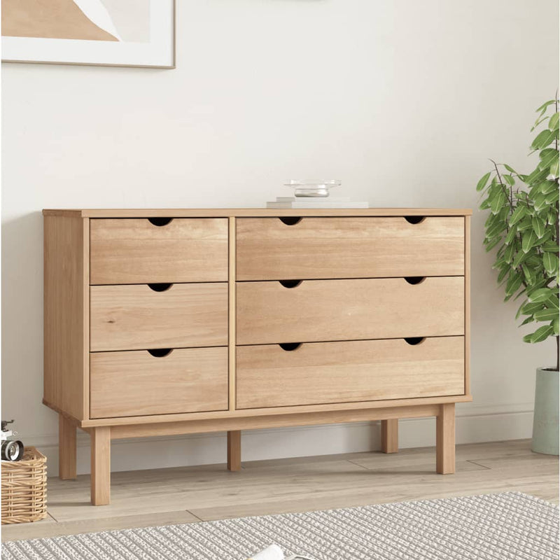 vidaXL Drawer Cabinet OTTA 111x43x73.5 cm Solid Wood Pine