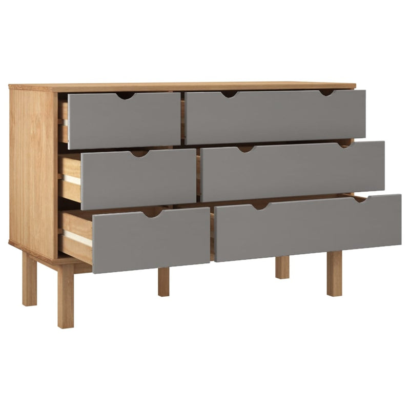vidaXL Drawer Cabinet OTTA Brown&Grey 111x43x73.5 cm Solid Wood Pine
