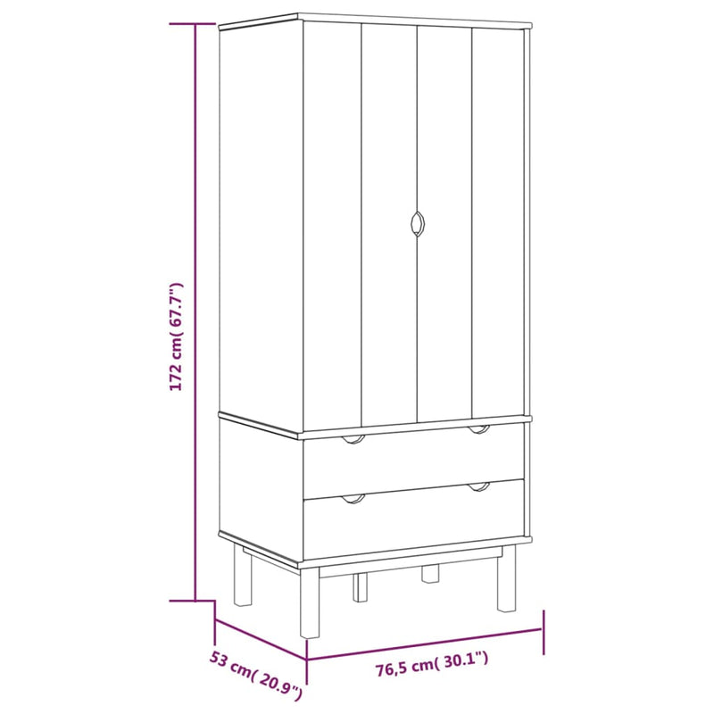 vidaXL Wardrobe OTTA 76.5x53x172 cm Solid Wood Pine