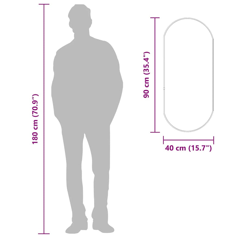 vidaXL Wall Mirror Black 90x40 cm Oval