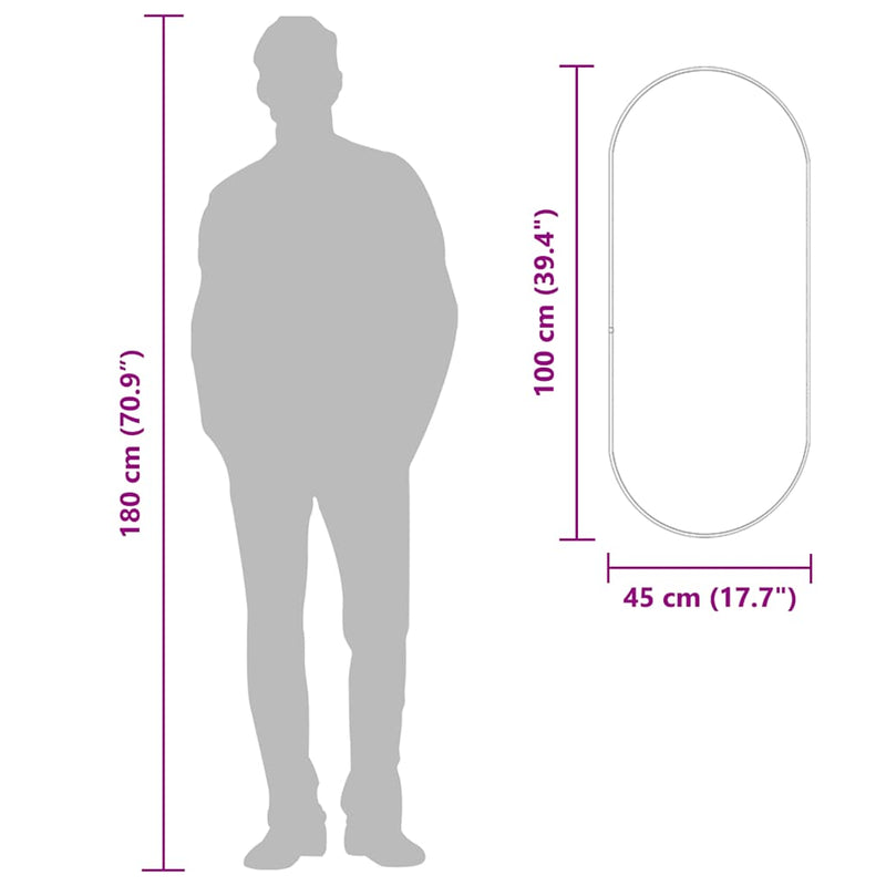 vidaXL Wall Mirror Black 100x45 cm Oval