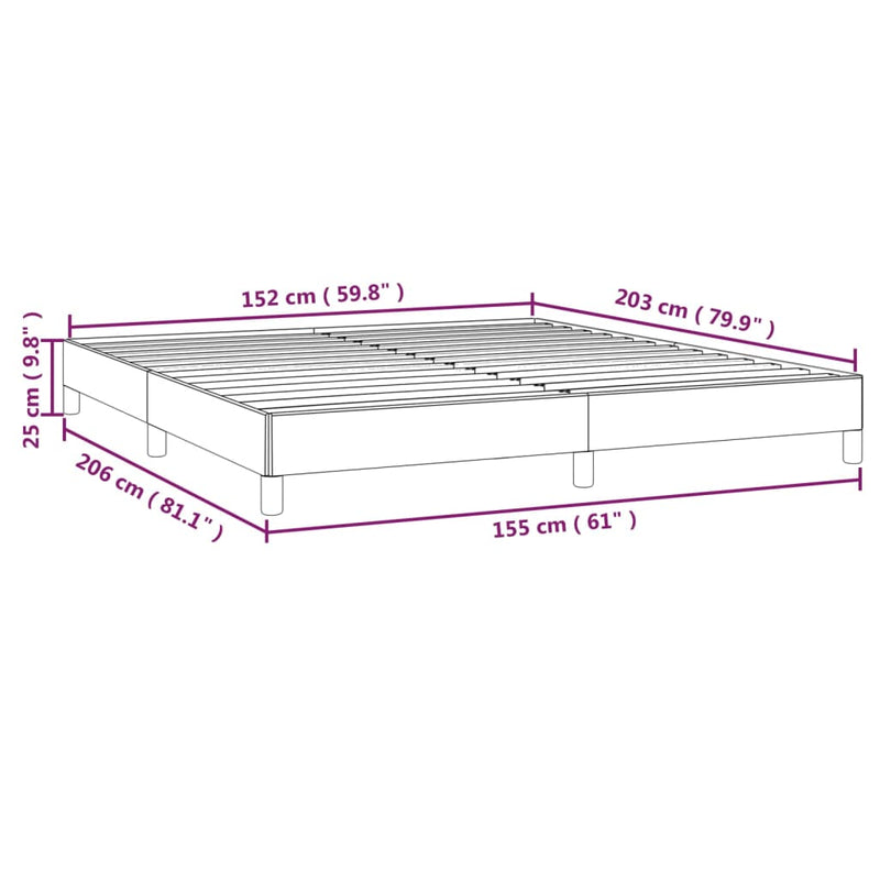 vidaXL Bed Frame without Mattress Black 152x203 cm Queen Fabric