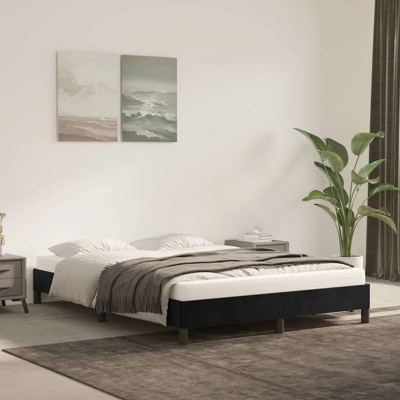 Bed Frame without Mattress Black 152x203 cm Queen Velvet