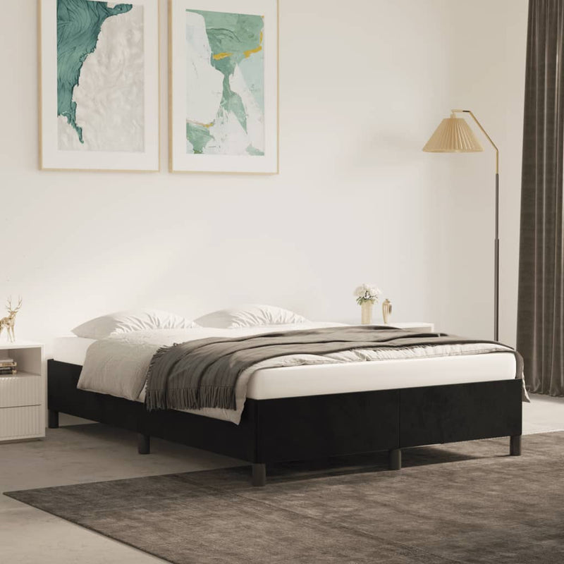 vidaXL Bed Frame without Mattress Black 137x187 cm Double Velvet