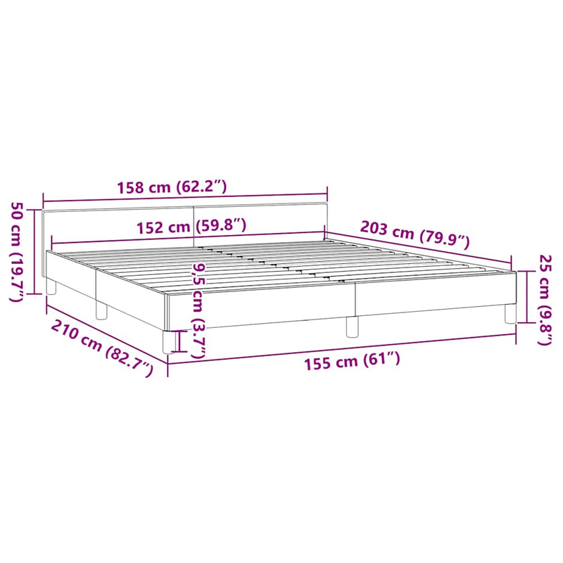 vidaXL Bed Frame without Mattress Black Queen Fabric