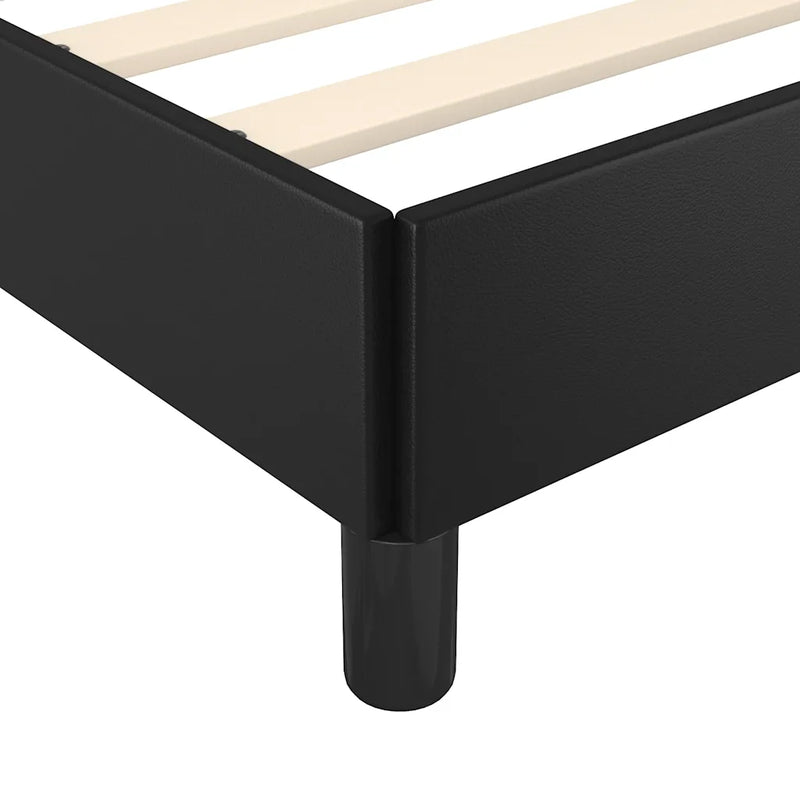 Bed Frame without Mattress Black Double Faux Leather