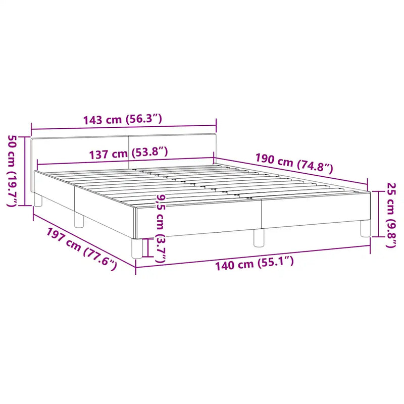 Bed Frame without Mattress Black Double Faux Leather