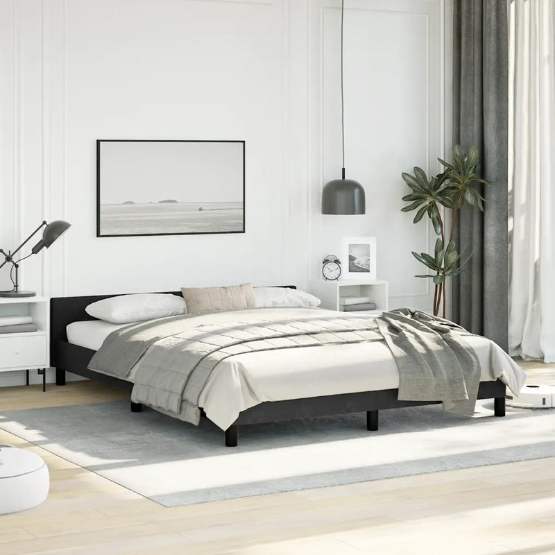 Bed Frame without Mattress Black Queen Velvet