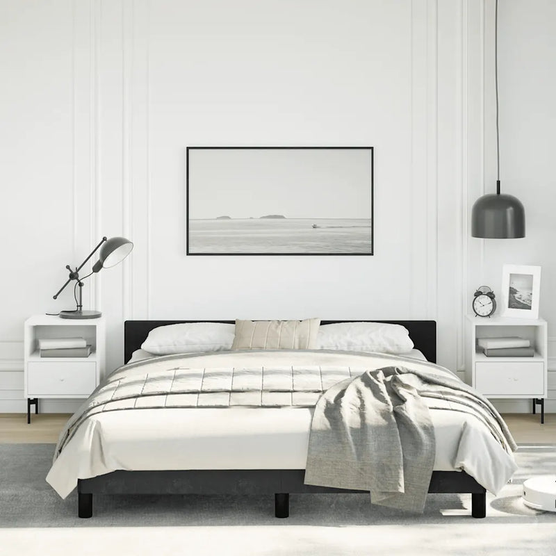 Bed Frame without Mattress Black Queen Velvet