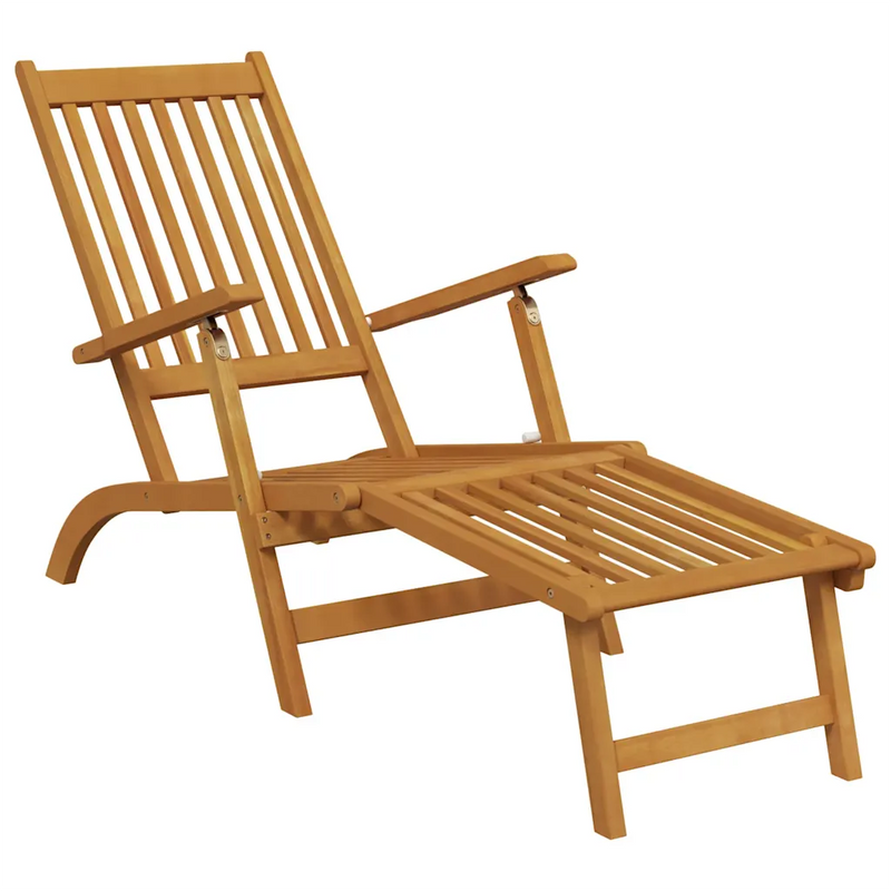 Outdoor Deck Chairs with Footrests and Table Solid Wood Acacia